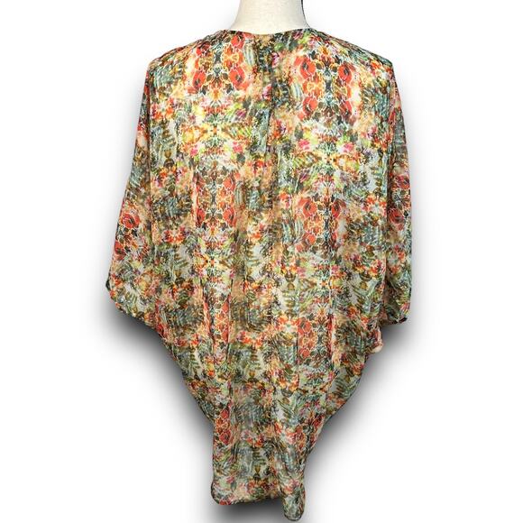 Malai Swimwear Lightweight Kimono Coverup Open Cardigan Abstract Floral Size S/M - Picture 5 of 7